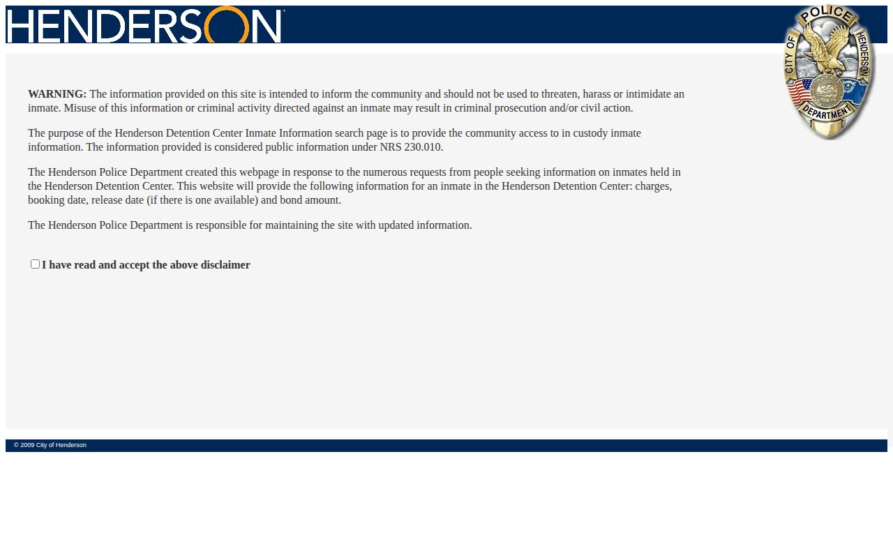 Henderson recent arrest current custody search
