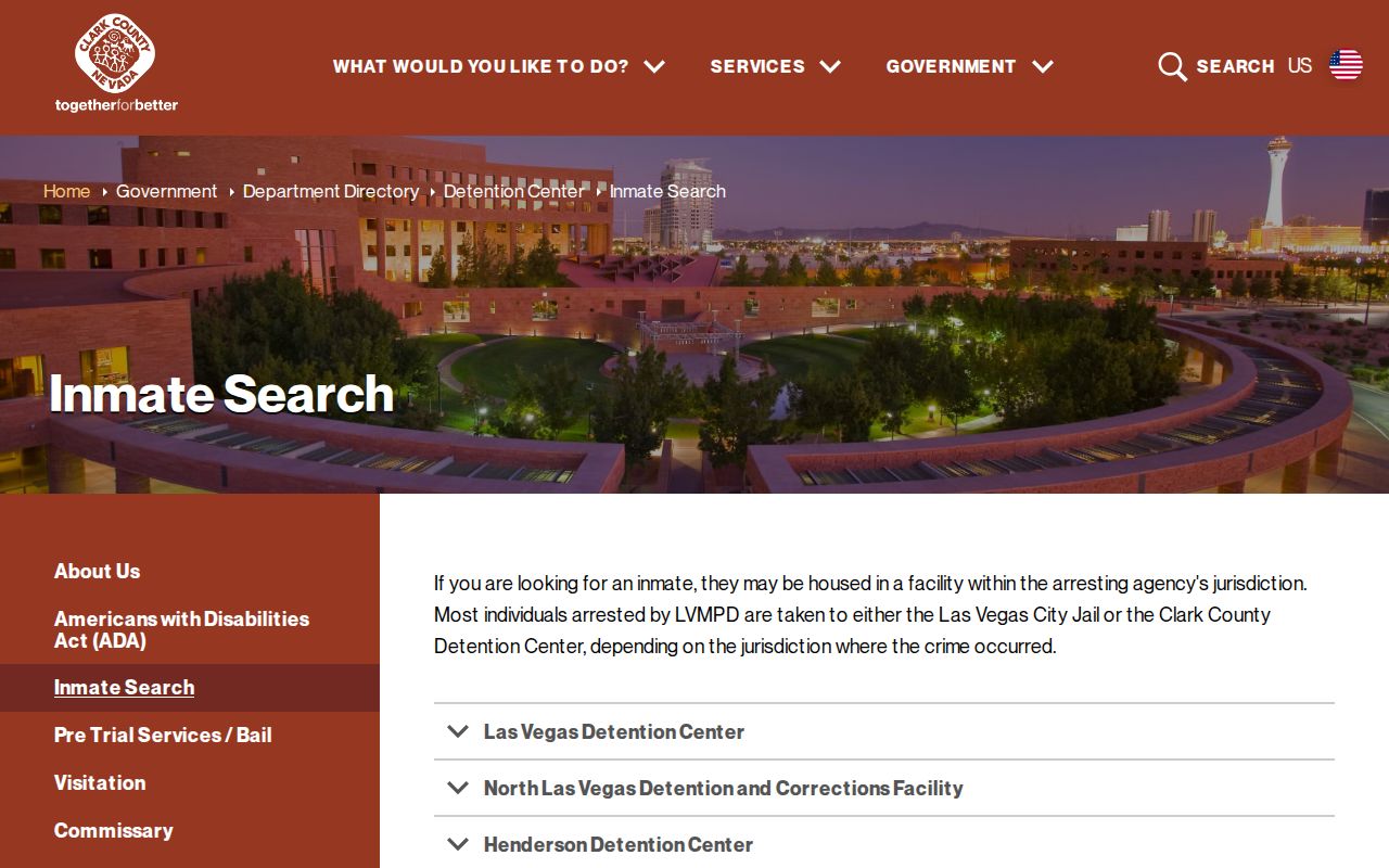 Official CCDC inmate search information and custody limitations