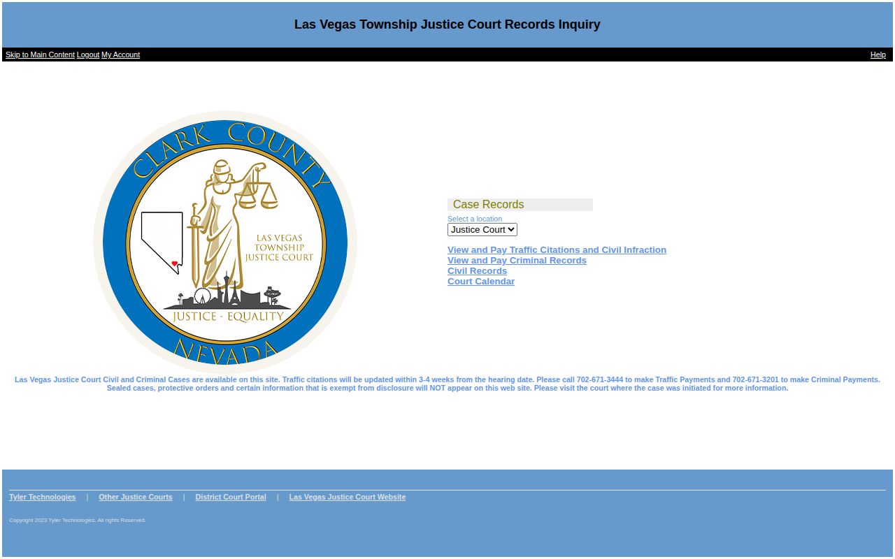 Las Vegas Justice Court criminal case inquiry for arrest follow-up