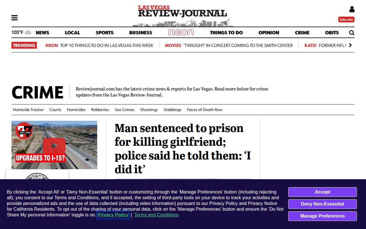 Las Vegas Review-Journal crime news section